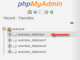 PHPMyAdmin - Search for your database