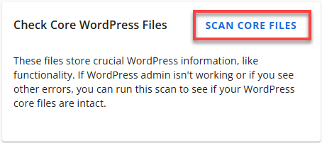 Bluehost Security Tab Check Core WordPress Files