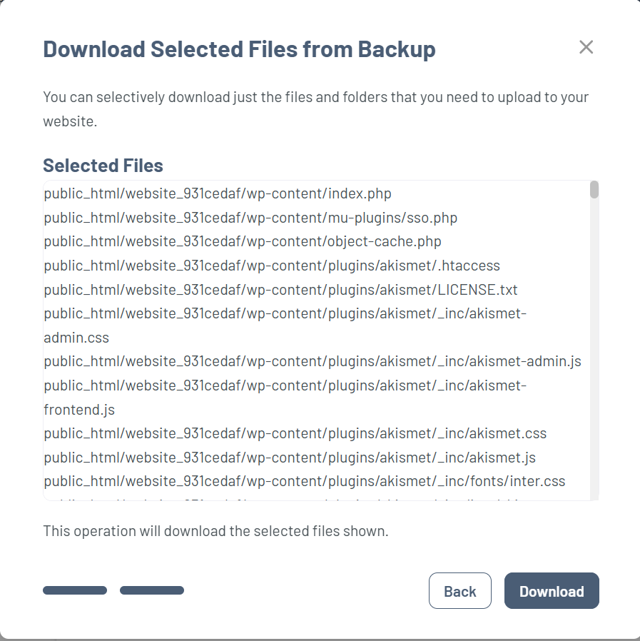 Bluehost Portal - Website Tab Manage Xcitium View Backup History Download Files