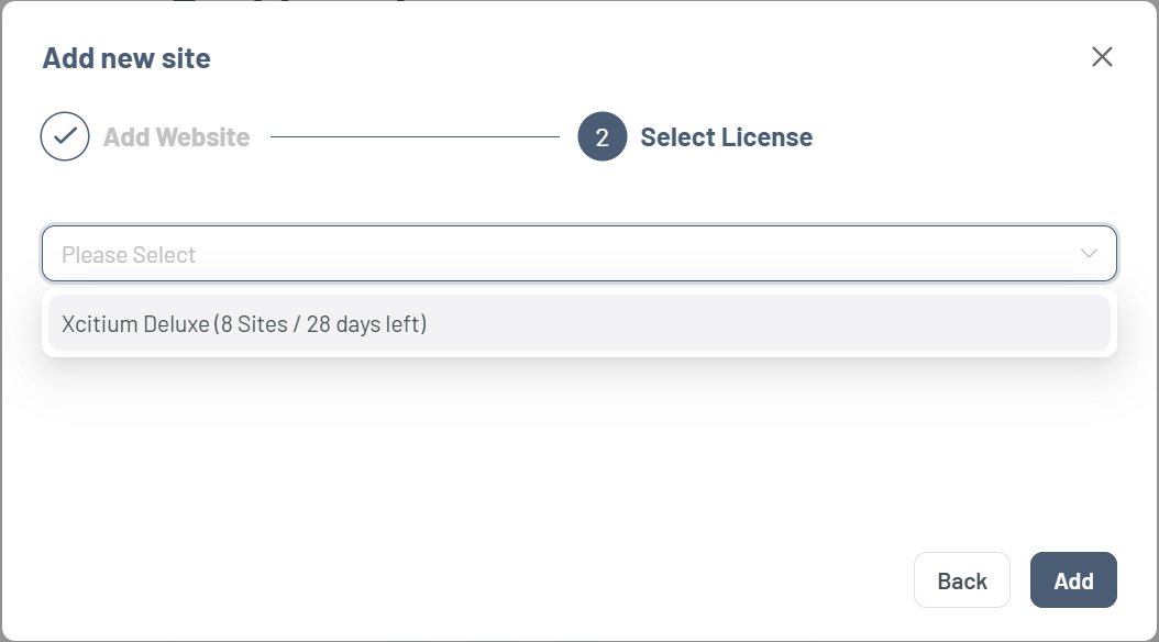 Bluehost Portal - Xcitium Dashboard Add new site