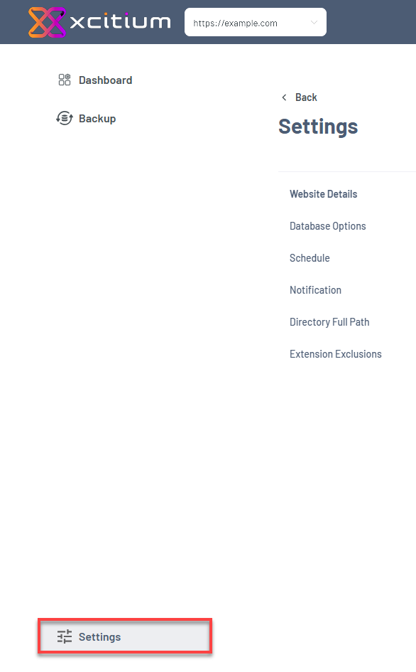 Bluehost Portal - Website Tab Xcitium Settings Tab