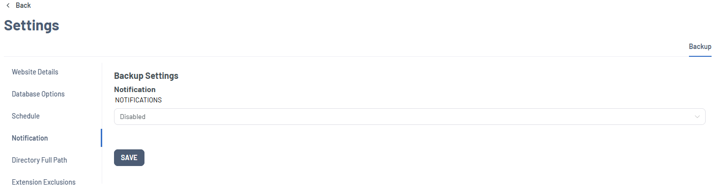 Bluehost Portal - Website Tab Xcitium Settings Tab - Notification