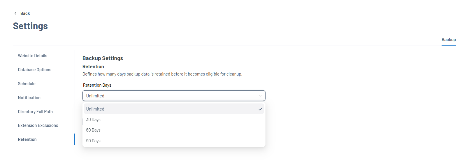 Bluehost Portal - Website Tab Xcitium Settings Tab - Retention