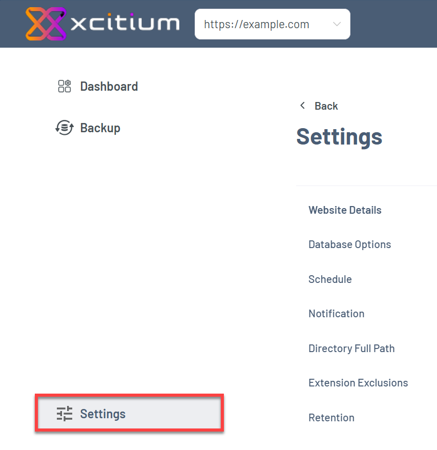 Bluehost Portal - Website Tab Xcitium Settings Tab