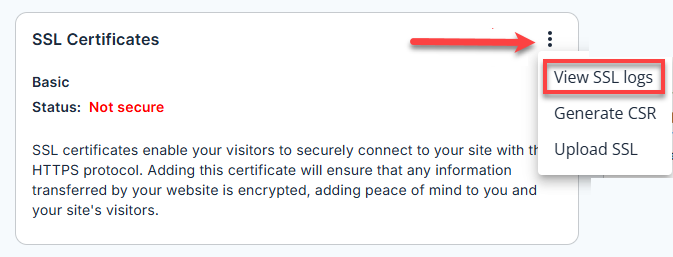 Activate Free SSL Certificate - SSL Certificates - View SSL Logs