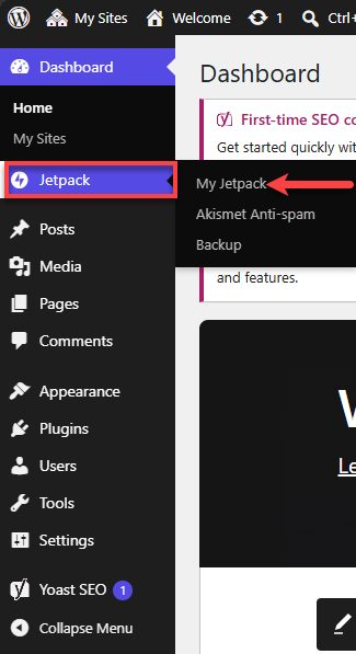 Bluehost WordPress Dashboard - Jetpack MyJetpack