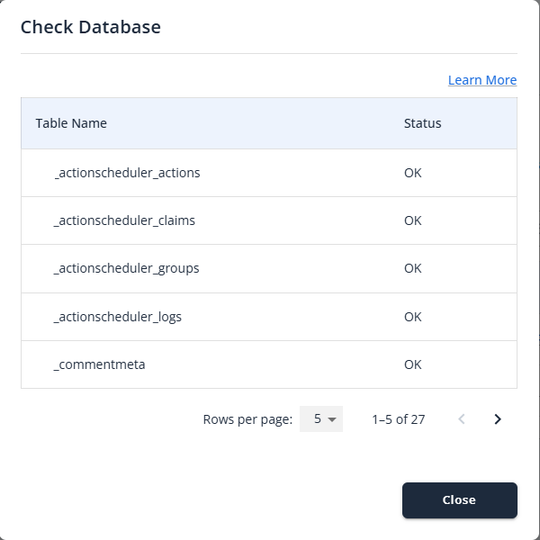 Bluehost Websites Overview Tab - Check Database Display