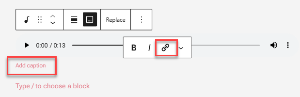 Add caption or URL
