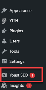 WordPress dashboard - Yoast SEO