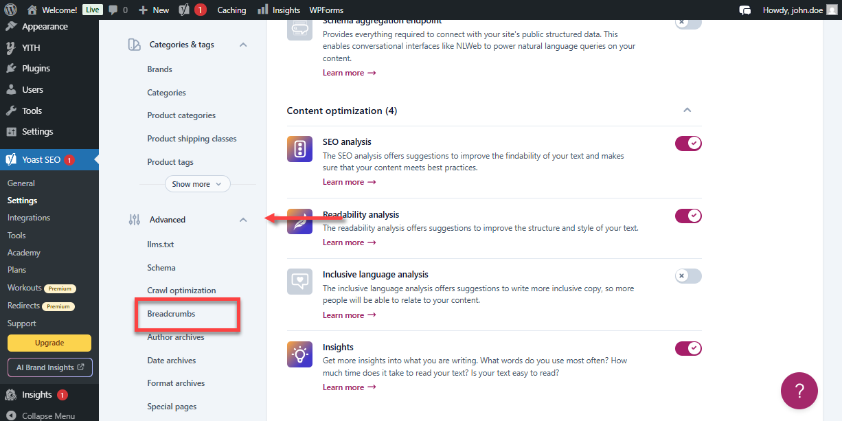 Yoast SEO Premium - Advanced - Breadcrumbs