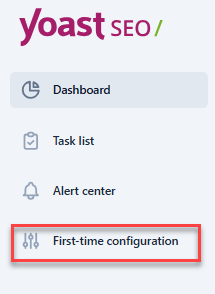First time configuration page