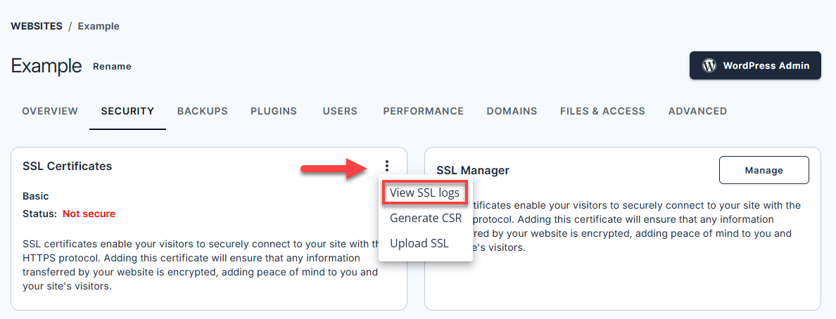 Activate Free SSL Certificate - SSL Certificates - View SSL Logs