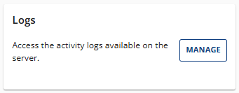 Account Manager - Advanced tab - Logs card