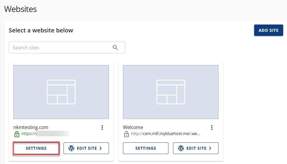 Websites Settings