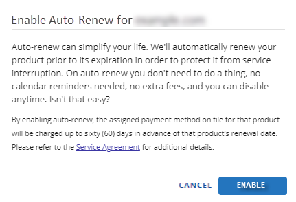 Renewal Center - Confirm Enable