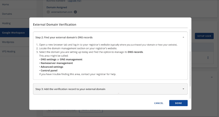Finding external domain's dns records