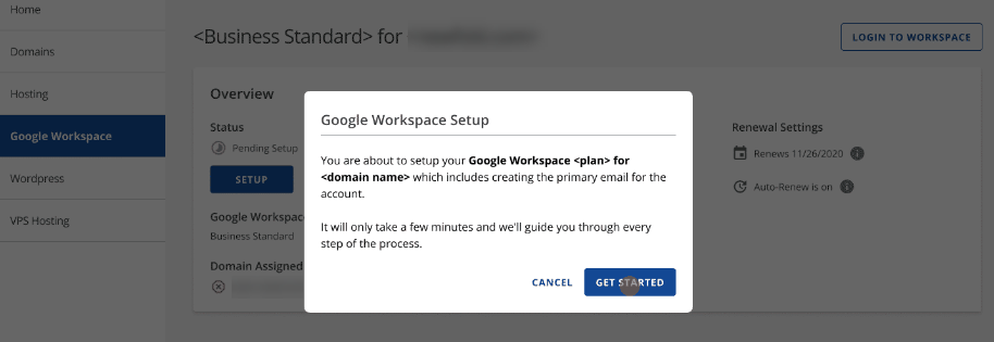 Get started button