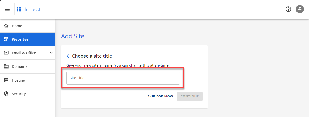 Website Tab - Add Site - Title