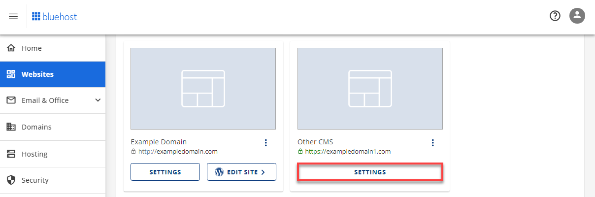 Website Tab - Settings