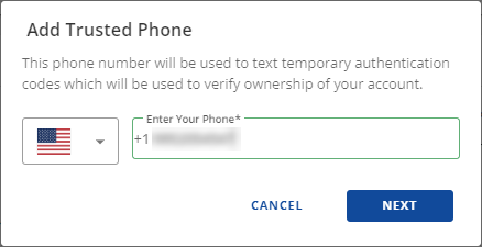 Add Trusted Phone Box