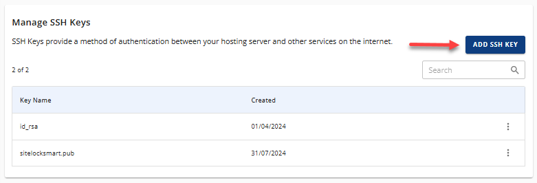 SSH Keys - Add SSH Key button