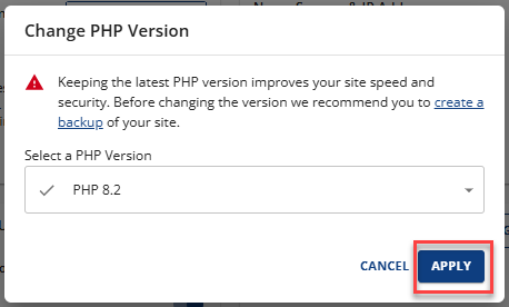 Apply PHP version change