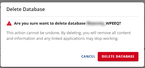 Manage MySQL Database - Confirm to delete database