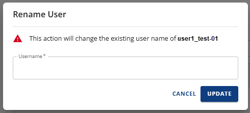 Manage MySQL Database User - Enter new name