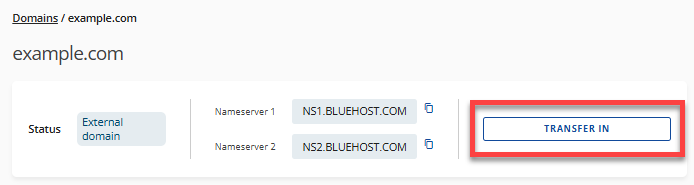 Domain Transfer - Card View - Transfer In