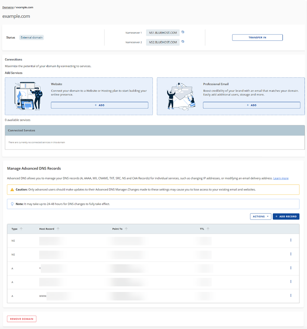 bh-domains-tab-bh-domain-not-registered-with-bluehost-interface