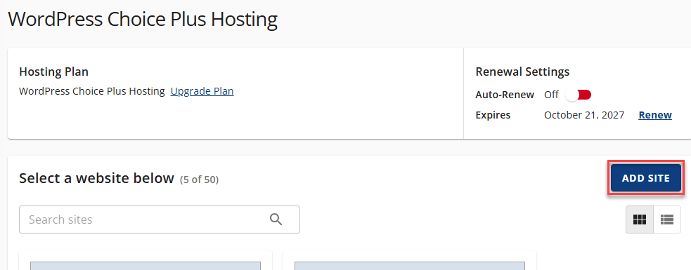 AM Hosting Add Site