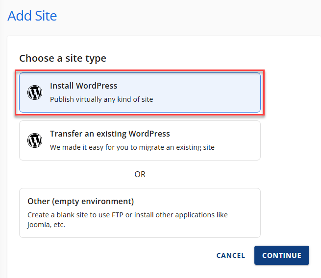 Install WordPress