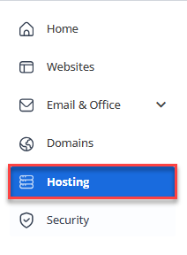Hosting tab on left menu