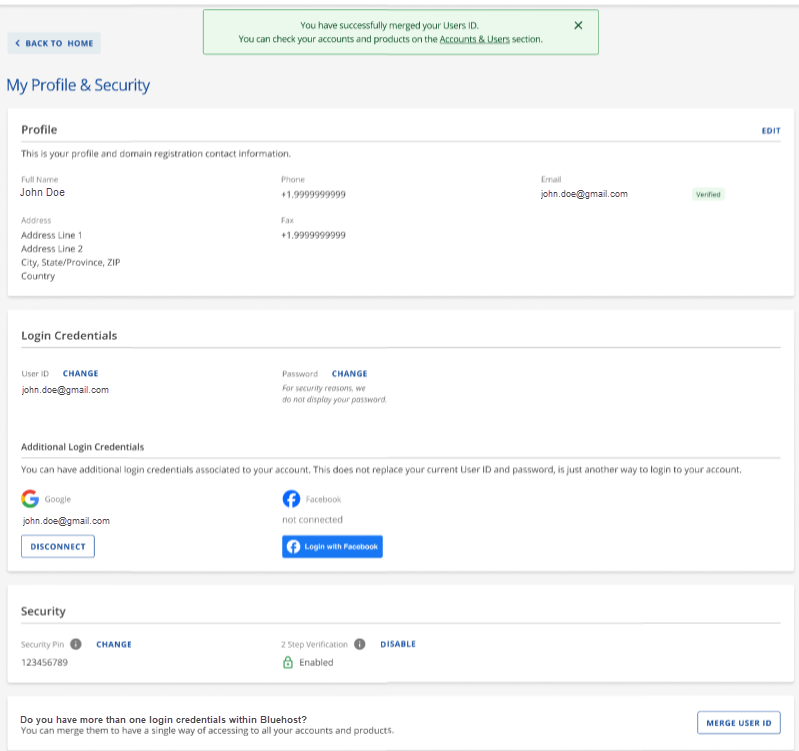Merge User ID success prompt