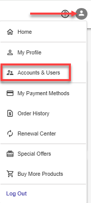 Accounts and Users under the Profile icon