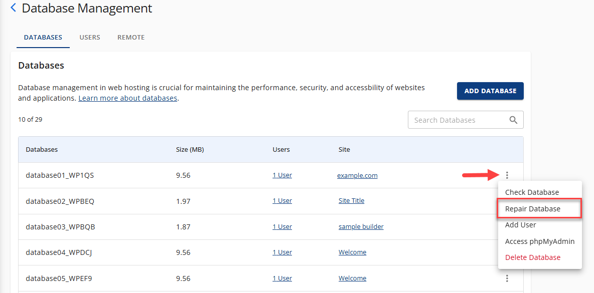 am-database-management-select-site