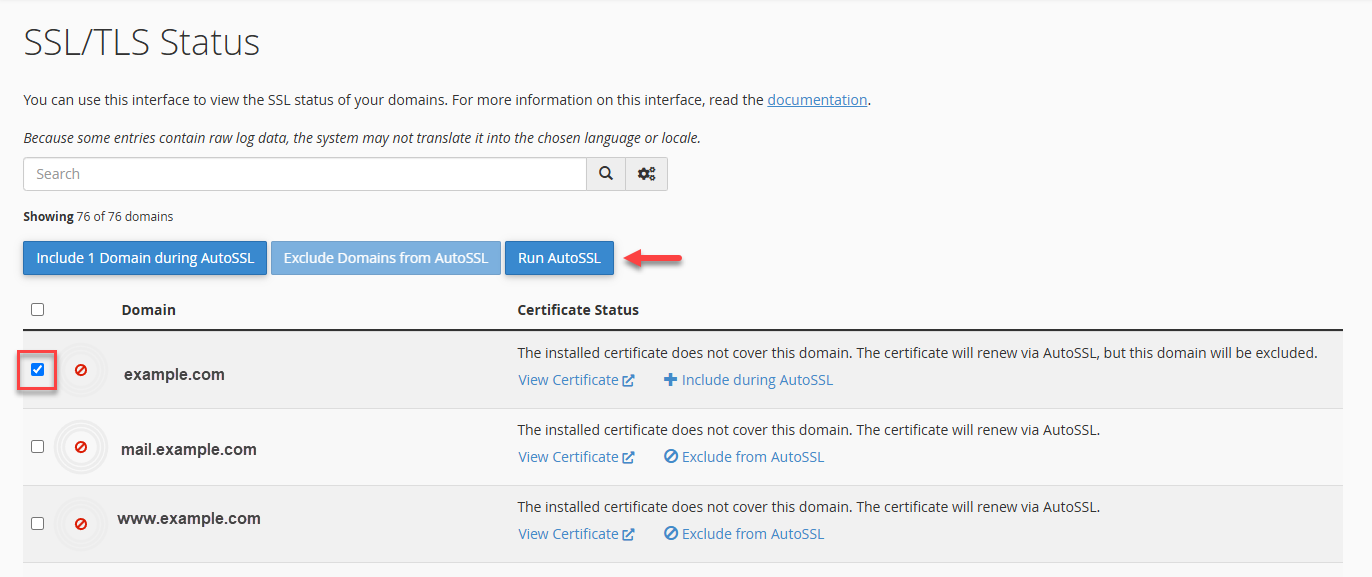 Account Manager run autossl