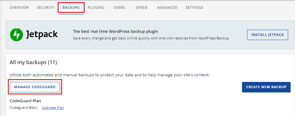 Backup Tab