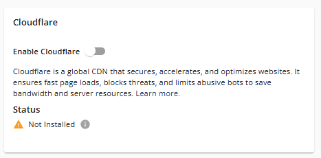Performannce tab - Enable Cloudflare