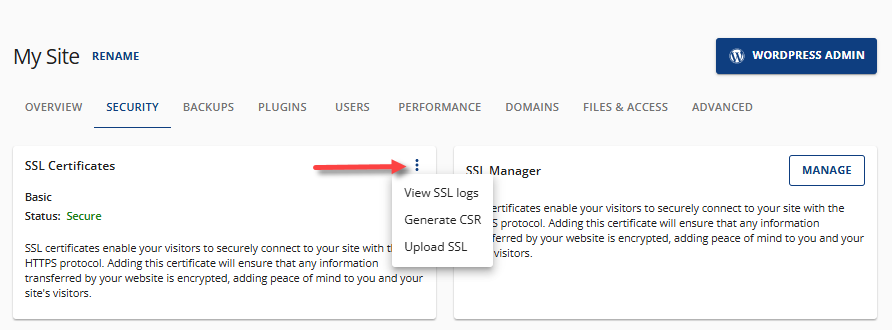 Activate Free SSL Certificate - SSL Certificates - More options