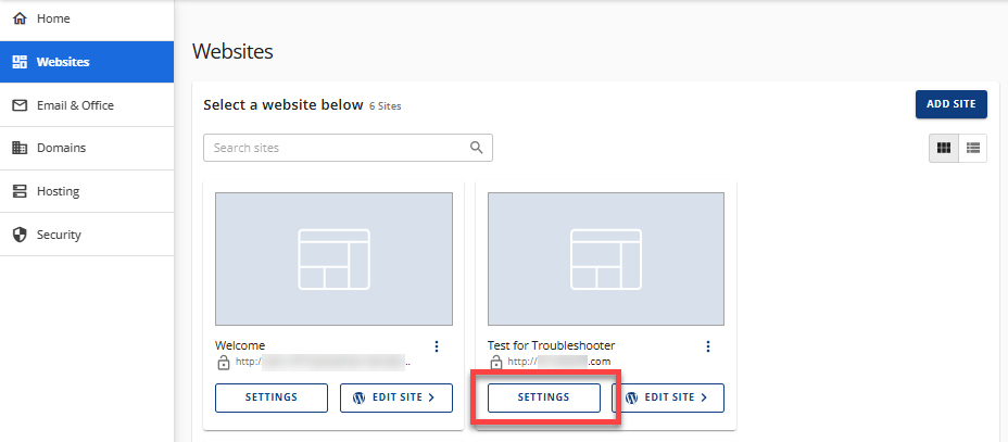 Account  Manager - Settings button