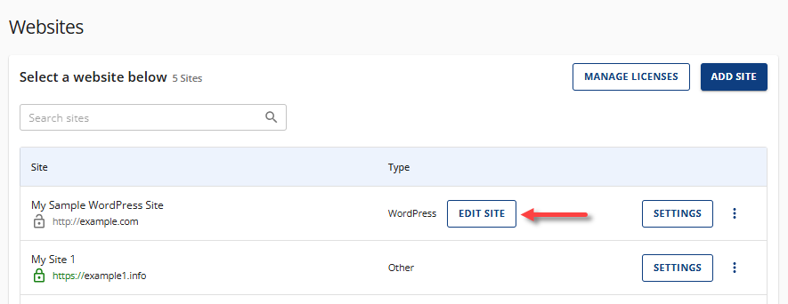 Log into WordPress - Edit Site button