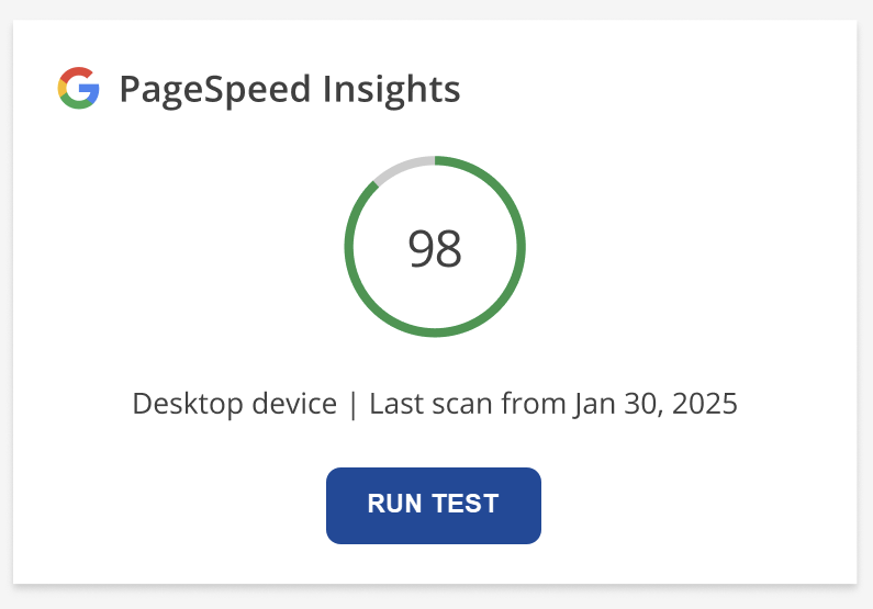 Google Page Insights - Run test button