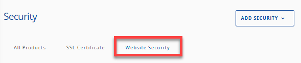Security tab - Website Security