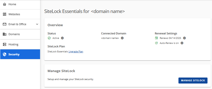 SiteLock provisioning is complete