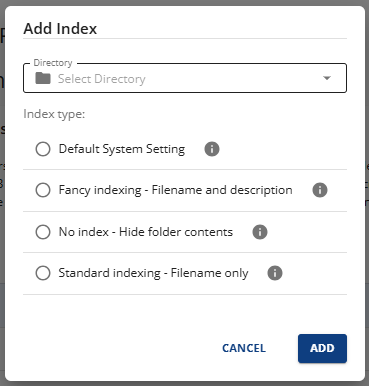 Manage your indexes - Folder Index Manager - Select directory and index type
