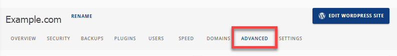 Advanced tab