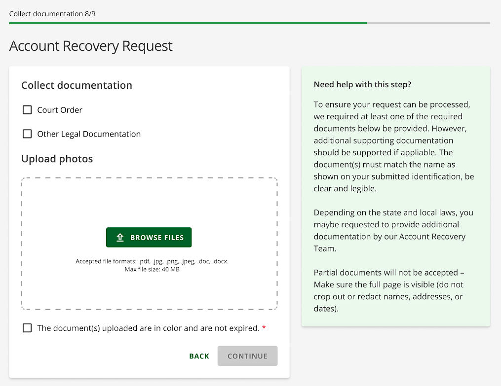 Upload Additional Documents