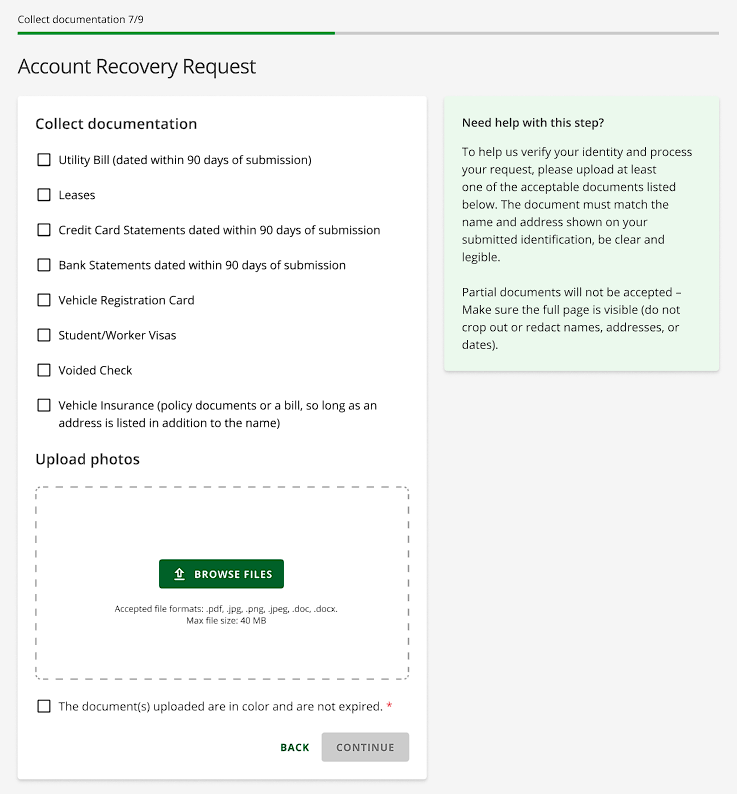 Upload additional documents