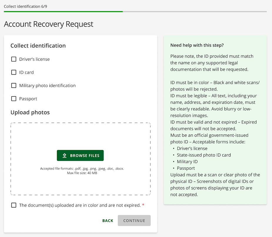Upload Government-Issued Photo ID